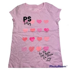 NWT Aeropostale Pink Tee With Hearts Screen Print Size 5